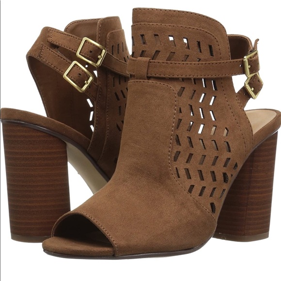 Madden Girl Shoes - Madden Girl Addy Suede Brown chevron Cutout Bootie
